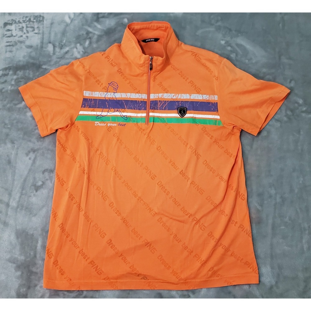 Ping Collection Mens Orange Quarter Zip Golf Polo Shirt Dress Your Best Size 105